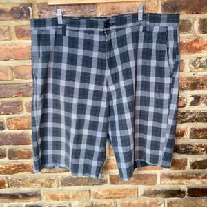 Burnside Gray Black Plaid Flat Front Chino Khaki Shorts Men's Size 40